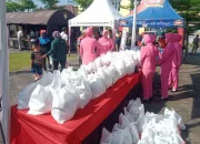 Peringati HUT Bhayangkara ke 79, Polres Tegal Kota Gelar Bazar Sembako Murah