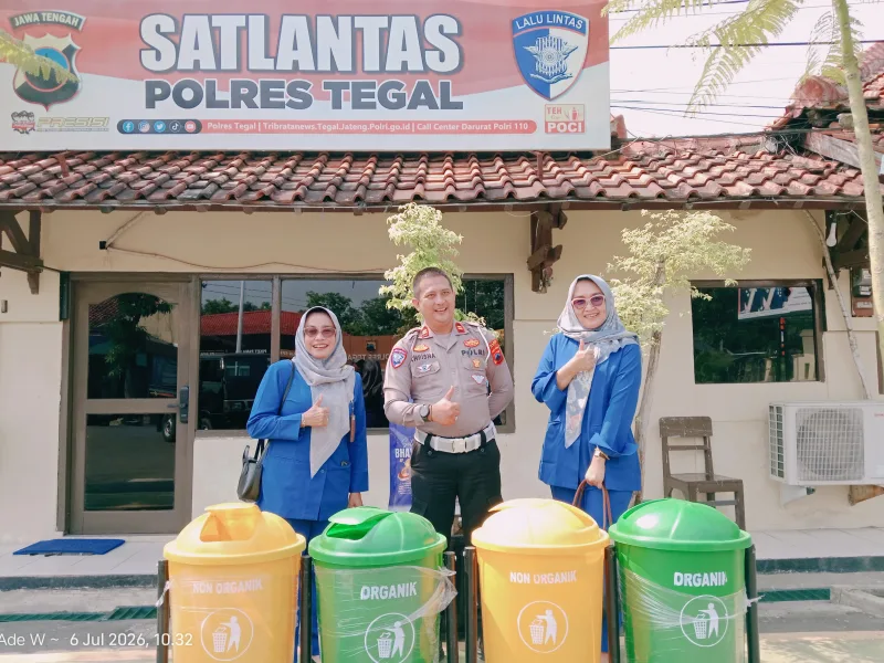RS Mitra Siaga Kramat Suplai Tong Sampah ke Satlantas Polres Tegal, Kolaborasi Peduli Lingkungan